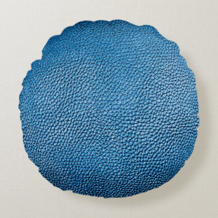 Klassische blaue Lederhintergrundstruktur Nahaufna Rundes Kissen