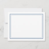 Klassische blaue Monogramm-Rand-Korrespondenz Mitteilungskarte (Rückseite)
