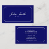 Klassische blaue Pilot-/Flieger-Visitenkarte Visitenkarte (Vorne/Hinten)