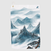 Klassische blaue Rolling Mountains Malerei Golfhandtuch (Vorderseite)