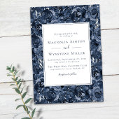 Klassische blaue Rose auf einer Hochzeit Einladung