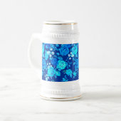 Klassische Blaue Rose Blume Muster-876 Bierglas (Vorderseite Links)
