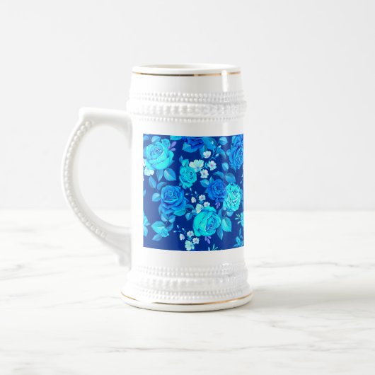 Klassische Blaue Rose Blume Muster-876 Bierglas (Links)