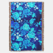Klassische Blaue Rose Blume Muster-876 Decke (Vorderseite Vertikal)