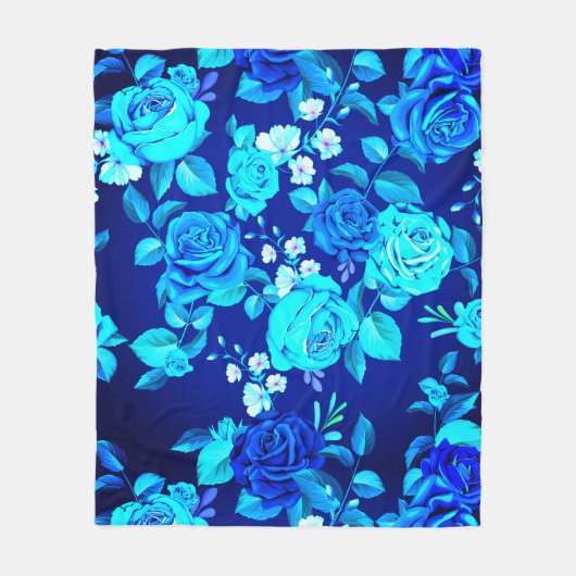 Klassische Blaue Rose Blume Muster-876 Fleecedecke (Vorderseite)