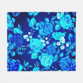 Klassische Blaue Rose Blume Muster-876 Fleecedecke (Vorderseite (Horizontal))