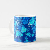 Klassische Blaue Rose Blume Muster-876 Kaffeetasse (Vorderseite Links)