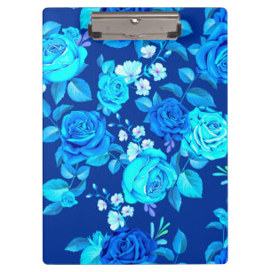 Klassische Blaue Rose Blume Muster-876 Klemmbrett