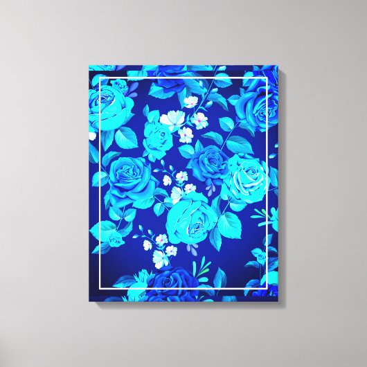 Klassische Blaue Rose Blume Muster-876 Leinwanddruck (Vorderseite)