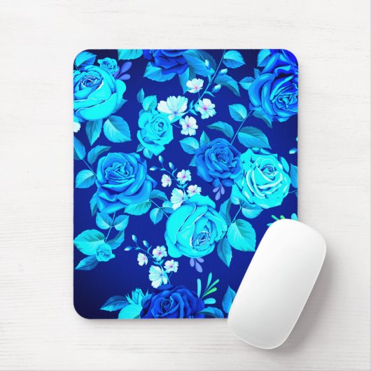 Klassische Blaue Rose Blume Muster-876 Mousepad (Mit Mouse)