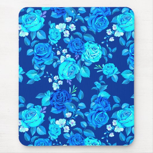 Klassische Blaue Rose Blume Muster-876 Mousepad (Vorne)