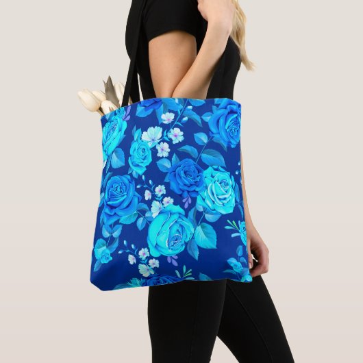Klassische Blaue Rose Blume Muster-876 Tasche (Von Nahem)