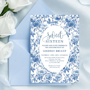 Klassische Blaue Rosen Digitale Datei Sweet 16 Einladung