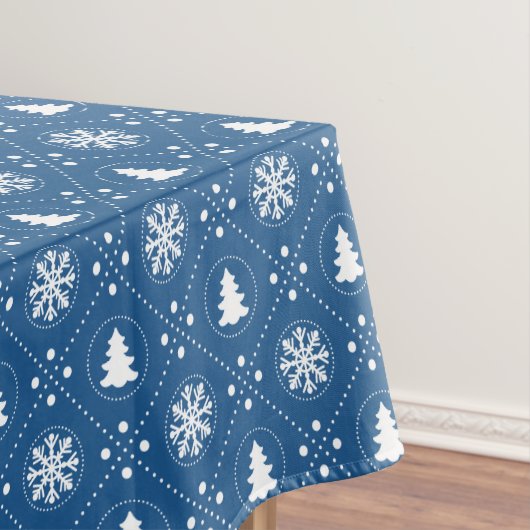 Klassische Blaue Schneeflocken Weihnachtsbäume Tischdecke (Beispiel)