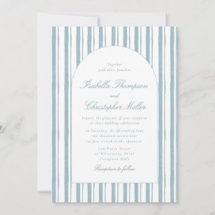 Klassische blaue Streifen-Bogen-Hochzeitseinladung Einladung