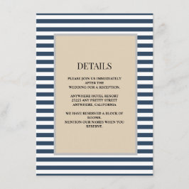 Klassische blaue Streifen Gerahmte Details Hochzei Begleitkarte