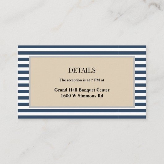 Klassische blaue Streifen Gerahmte Details Hochzei Begleitkarte (Vorderseite)