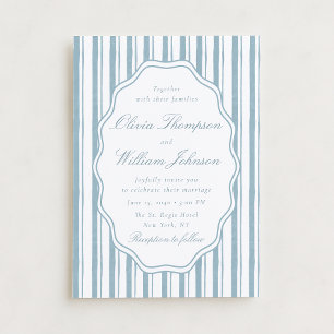 Klassische blaue Streifen-Hochzeitseinladung elega Einladung