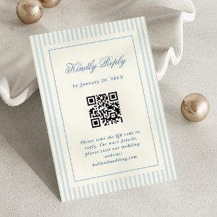 Klassische blaue Streifen RSVP Online QR Code Karte