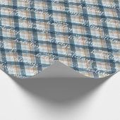 Klassische Blaue Taupe Beige Weiß Kariert Geschenkpapier (Ecke)