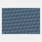 Klassische Blaue Taupe Beige Weiß Kariert Geschenkpapier Set (Vorderseite)