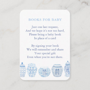 Klassische blaue und weiße Bücher für Babydusche Begleitkarte