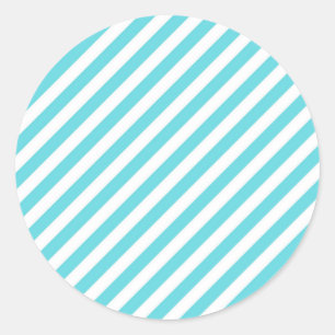 Klassische blaue und weiße diagonale Streifen Runder Aufkleber