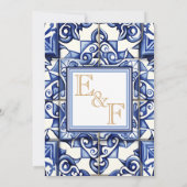 Klassische blaue und weiße spanische Fliesen Einladung (Rückseite)