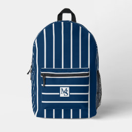 Klassische blaue und weiße Streifen Bedruckter Rucksack