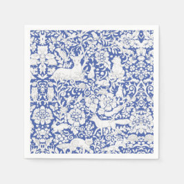 Klassische Blaue Waldtiere Damask Serviette