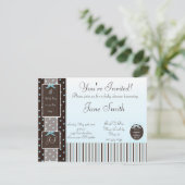 Klassische blauer Jungen-Babyparty-Einladung Einladung (Stehend Vorderseite)