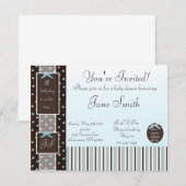 Klassische blauer Jungen-Babyparty-Einladung Einladung (Vorne/Hinten)