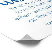 Klassische Blaukalligrafie | Blasen-Absenden-Hochz Poster (Ecke)