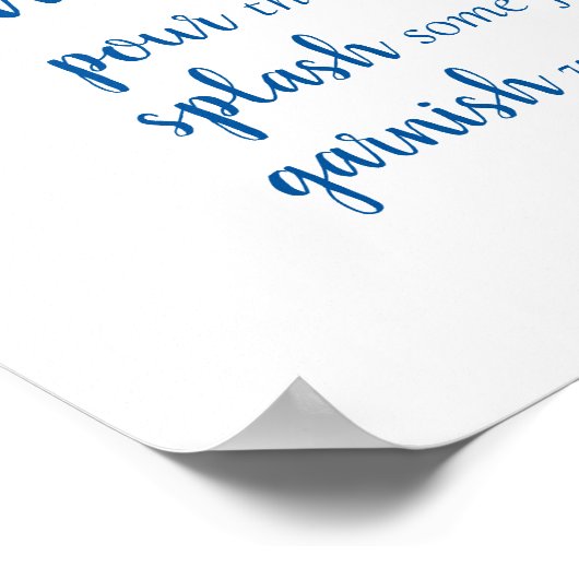 Klassische Blaukalligrafie | Momosa Bar Script Sig Poster (Ecke)