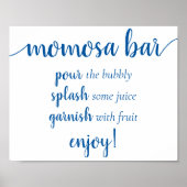 Klassische Blaukalligrafie | Momosa Bar Script Sig Poster (Vorne)