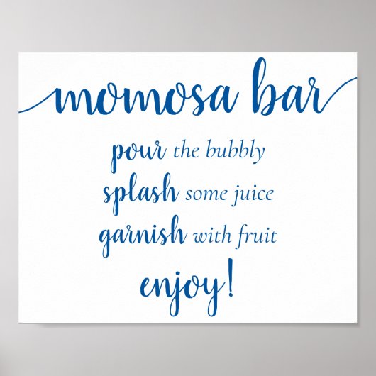 Klassische Blaukalligrafie | Momosa Bar Script Sig Poster (Vorne)