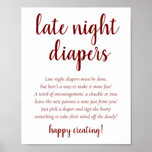 Klassische Blaukalligrafie Späte Nacht Windeln Z Poster