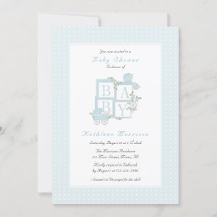 Klassische Blöcke und Karosse Baby Shower Einladun Einladung