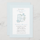 Klassische Blocks und Carriage Baby Shower lädt ei Einladung (Vorne/Hinten)