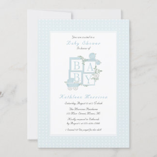Klassische Blocks und Carriage Baby Shower lädt ei Einladung