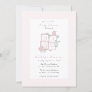 Klassische Blocks und Carriage Baby Shower lädt ei Einladung