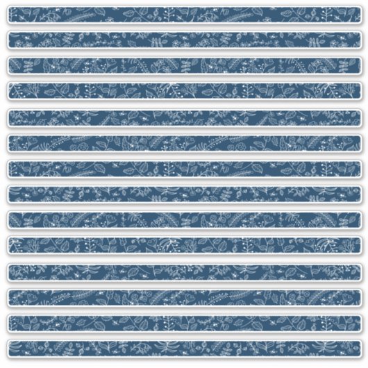 Klassische Blue Boho Blume dünne Grenzen Aufkleber (Vorderseite)