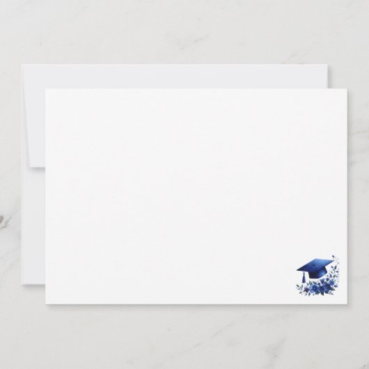 Klassische Blue Graduation Cap und grüne botanisch Dankeskarte (Rückseite)