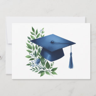 Klassische Blue Graduation Cap und grüne botanisch Dankeskarte