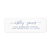 Klassische Blue Script Chic Rücksendeadresse (Vorne)