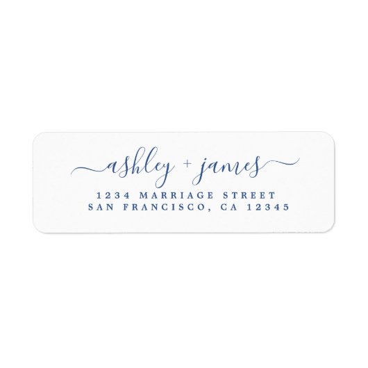 Klassische Blue Script Chic Rücksendeadresse (Vorne)