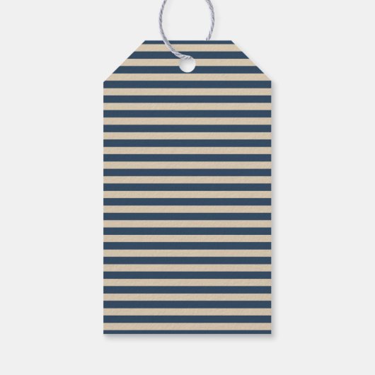 Klassische Blue Stripes Geschenketiketten Geschenkanhänger (Rückseite)