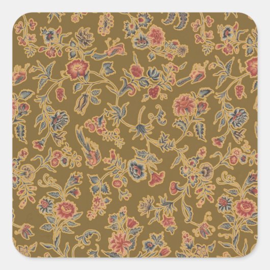 Klassische Blume Chintz Hübsch Soft Floral Design Quadratischer Aufkleber (Vorderseite)