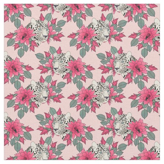 Klassische Blume und Leoparden Stoff (Nahaufnahme)