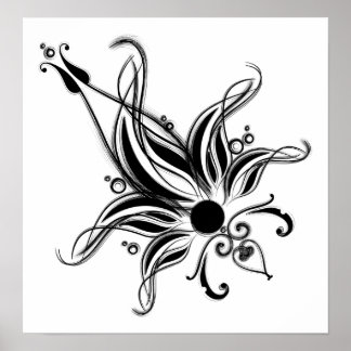 klassische Blume wirbeln Poster